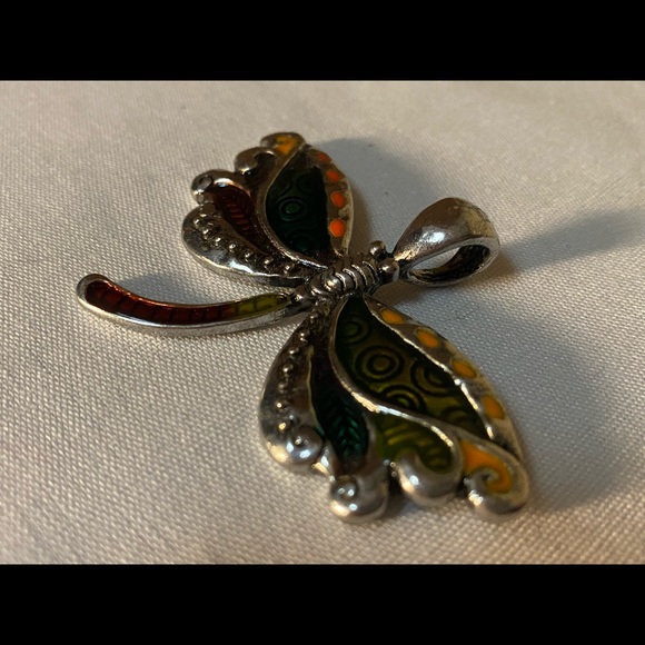 Beautiful Dragonfly Pendant w Choker & Earrings - Picture 7 of 9